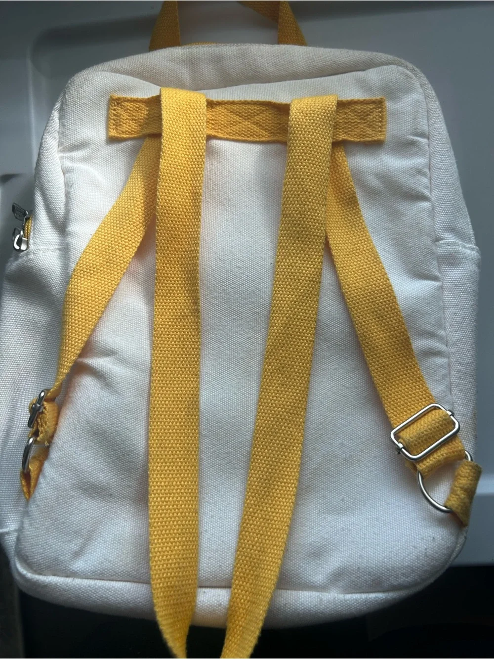 PlanetBox Kids Cream Canvas Dino Backpack with Yellow Straps Lunch Tote